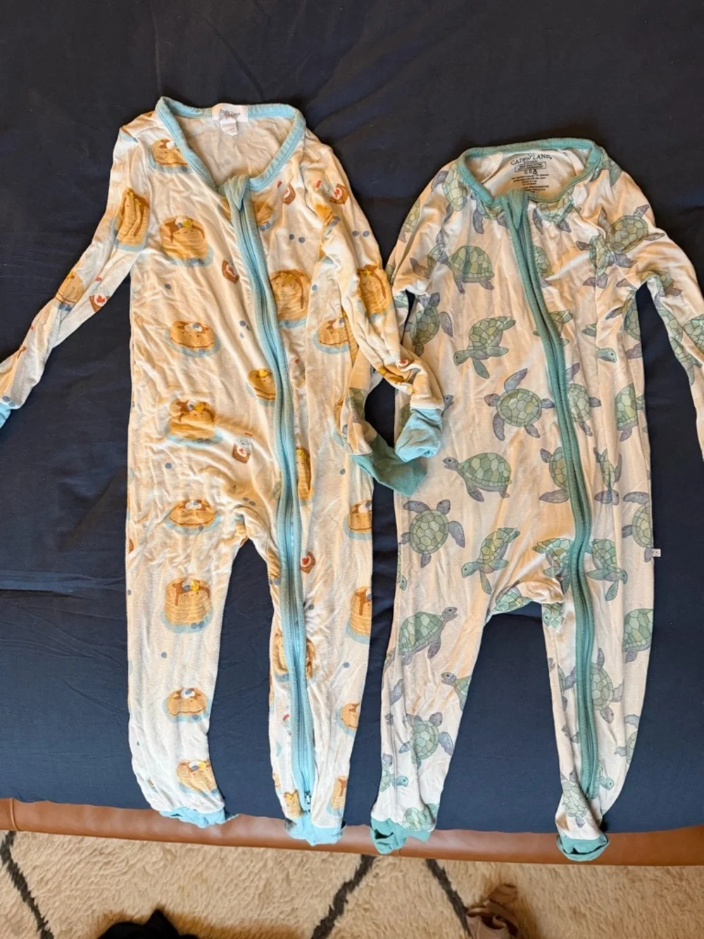 Caden Lane & Angel Dear Kids Zip One-Piece Pajamas with Turtles & Pancakes - Picture 2 of 2